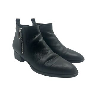 Aquatalia Women's 9.5 Fantina Ankle Boots Double Zip Black Leather Old Money